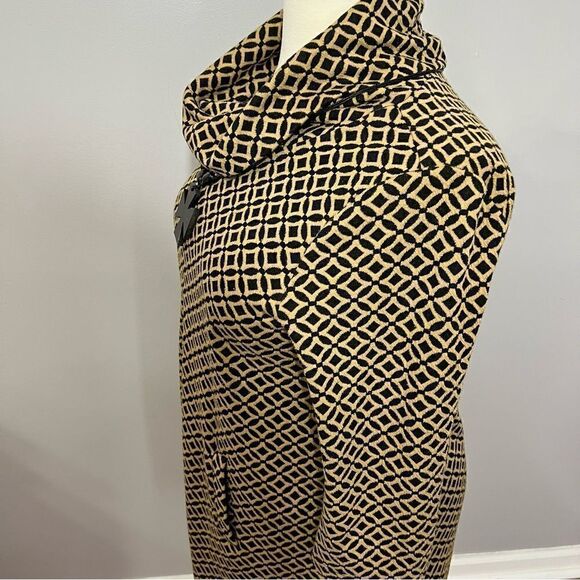 Tyler Boe Cowl Neck‎ Front Pocket Geometric Black/Gold Print Dress - L - Picture 6 of 11